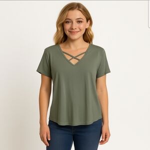 Pink Republic Sage Green Flowy Womens Blouse Sz XL